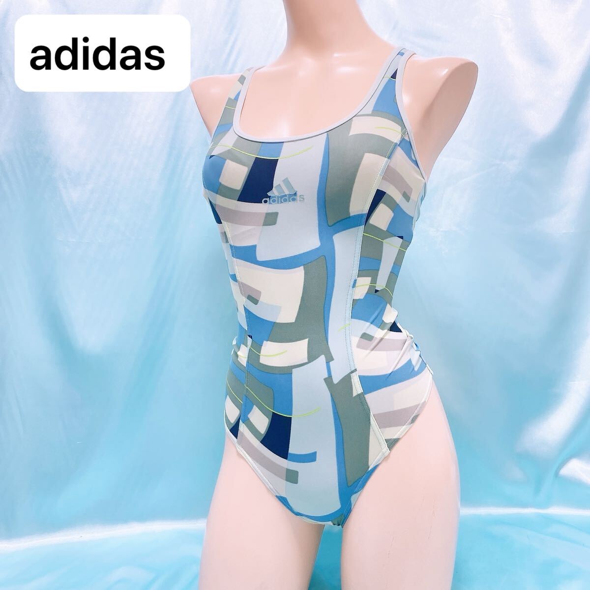 496 adidas 競泳水着 ハイカット ワンピース スイムウエア 整理品 ポリエステル生地 匿名配送拍卖