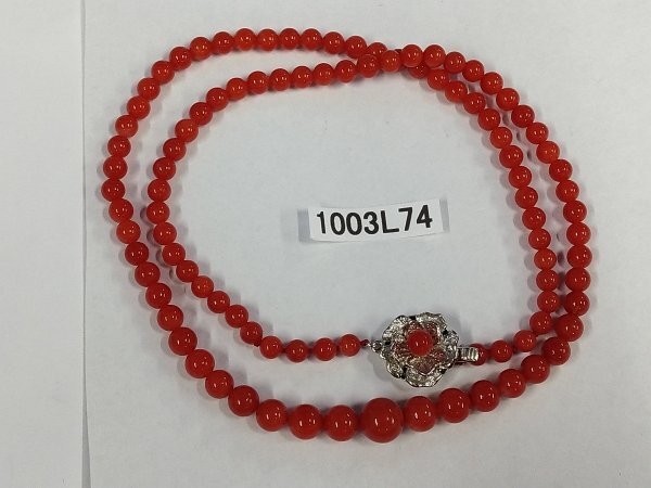 1003L74 本珊瑚 サンゴ ネックレス 約17.8g拍卖