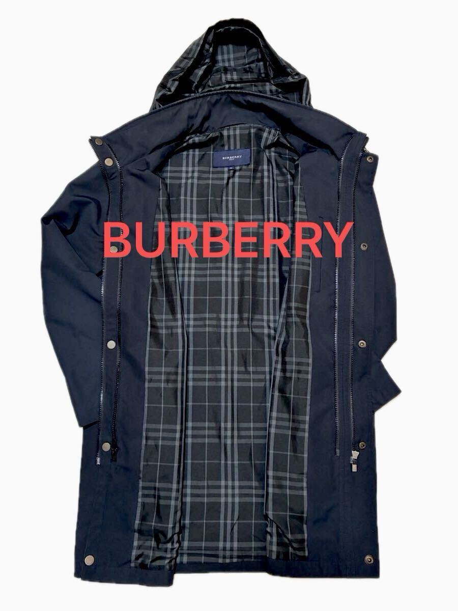 BURBERRY バーバリー コート ノバチェック ネイビー 使用感なし フード収納付き拍卖