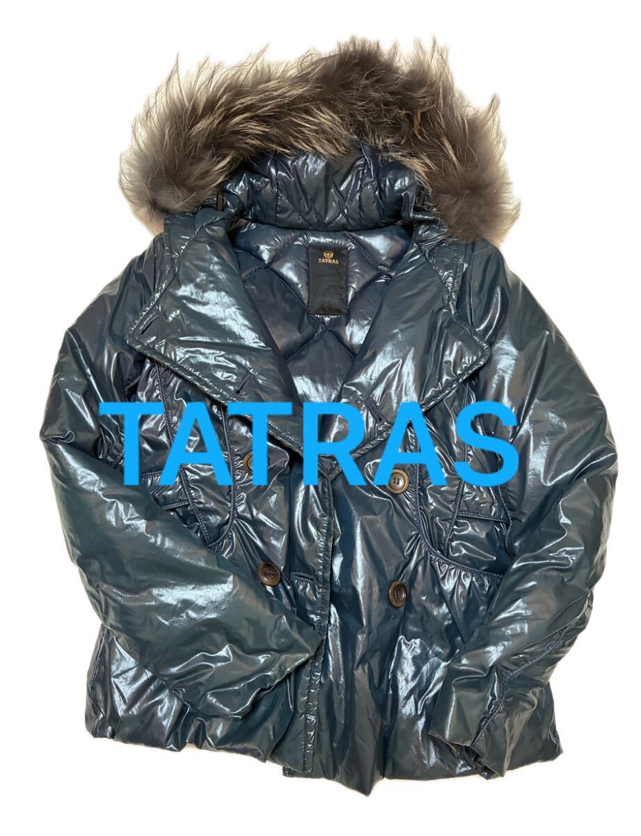 TATRAS タトラス ダウンコート 高級ファー付き ネイビー スタイリッシュ 美品拍卖