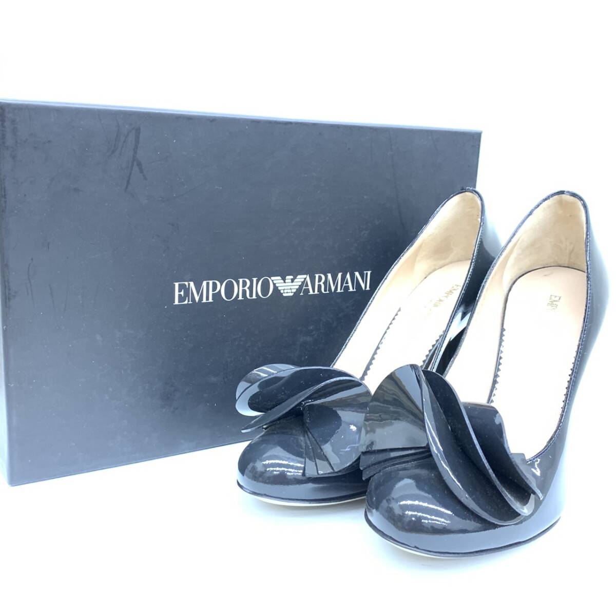 ♪♪EMPORIO ARMANI エナメルパンプス ブラック 23㎝ ♪♪拍卖