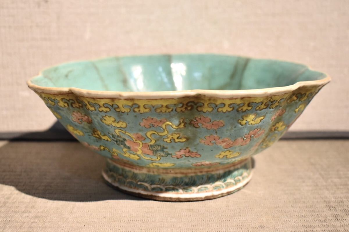 【GE】M646【コレクター所蔵品】時代 粉彩鉢/中国古玩 中国美術 色絵 骨董品 時代品 美術品 古美術品 mz拍卖