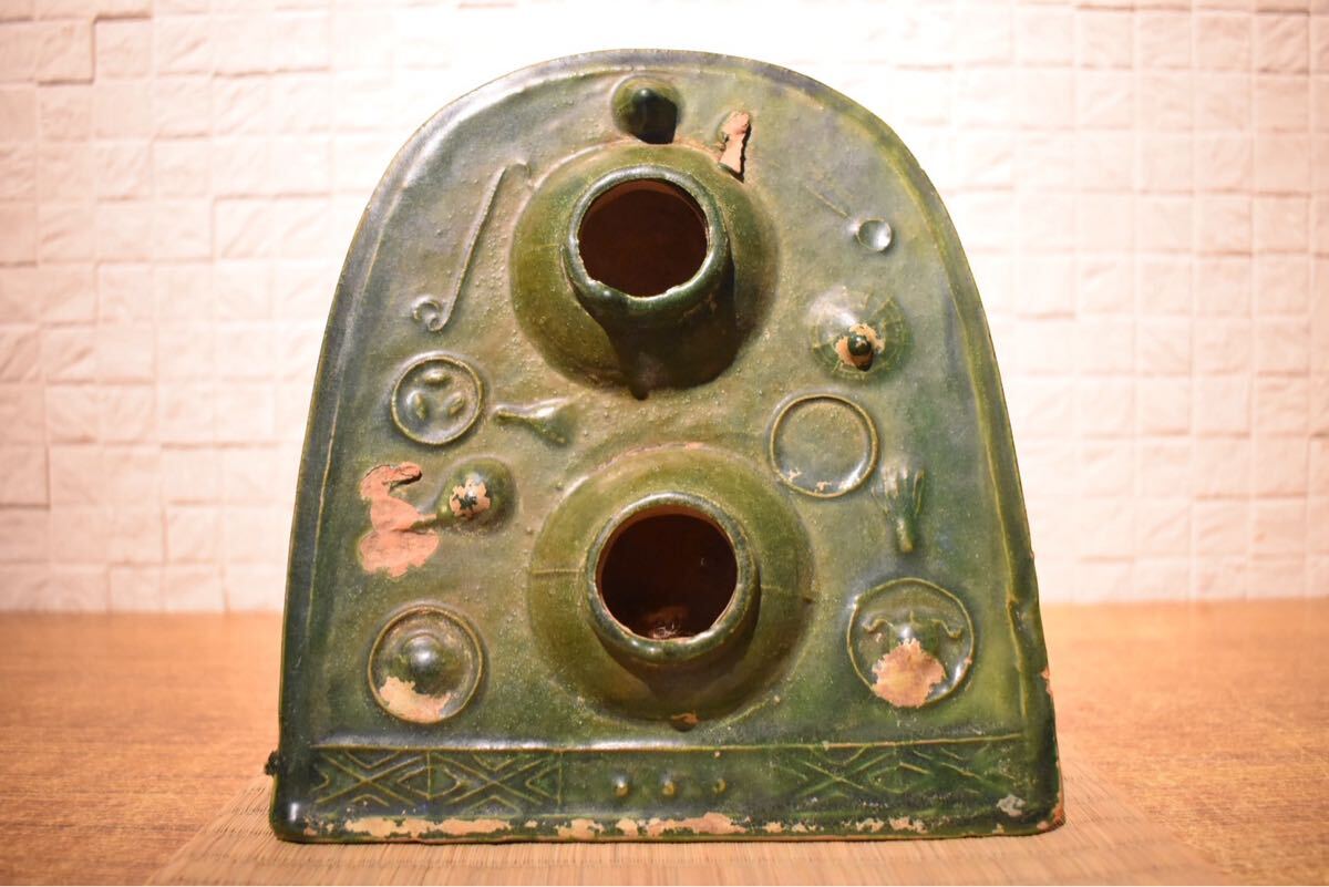 【GE】M641【コレクター所蔵品】時代 漢緑釉竈/中国古玩 中国美術 器 置物 骨董品 時代品 美術品 古美術品 ow拍卖