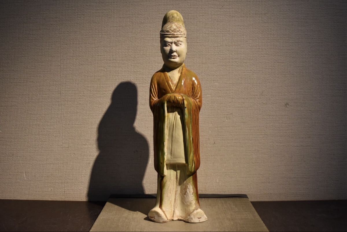 【GE】R381【コレクター所蔵品】《名品》時代 唐三彩人物置物/中国古玩 中国美術 俑 骨董品 時代品 美術品 古美術品 ys拍卖