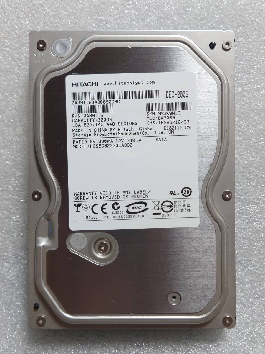 HITACHI 日立 320GB HCS5C3232SLA380 9471時間 AVコマンド 3.5インチ HDD SATA 内臓ハードディスク 320GB 中古・現状品 管826D2拍卖
