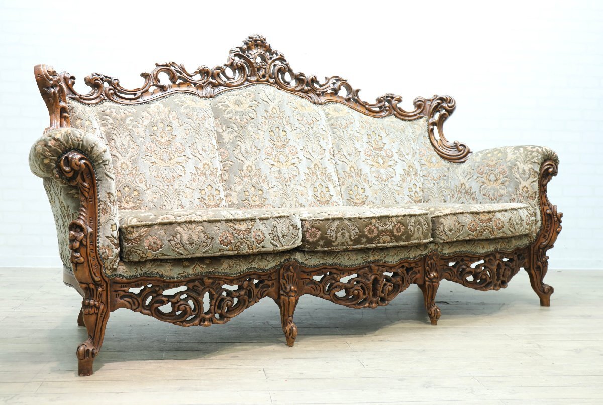 ■【I0973】★金華山★トリプルソファ★リビングソファ★3人掛けソファ★クラシック★ソファ ★拍卖