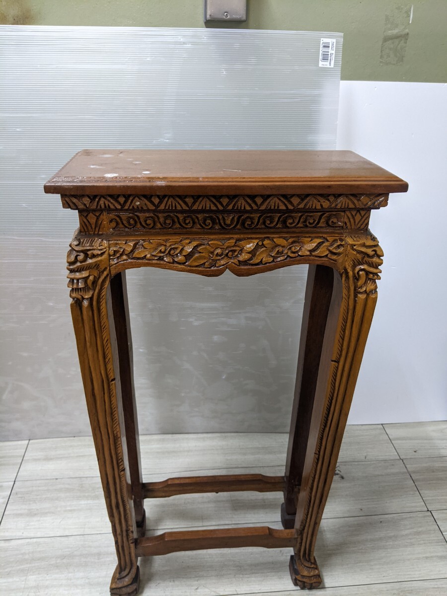 彫刻 花台 飾り台 木製 サイドテーブル拍卖
