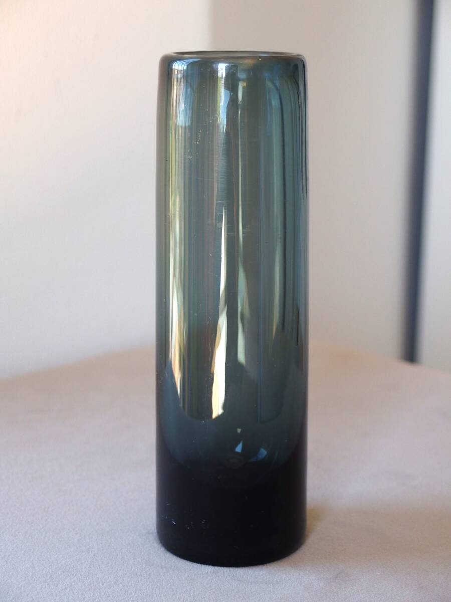 使用感あるため格安! H17.5cm デンマーク ヴィンテージ Holmegaard ホルムガード 花瓶/フラワーベース Per Lutken 16911 スモーキーグレー拍卖