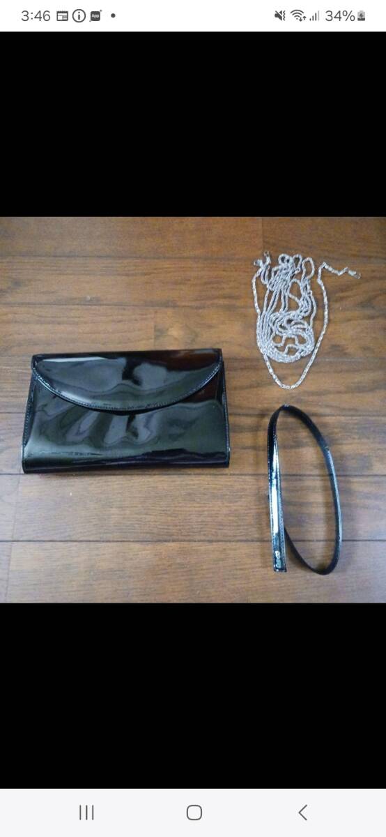 エナメル素材 バッグ 黒 ハンドバッグ クラッチバッグ ショルダーバッグ拍卖