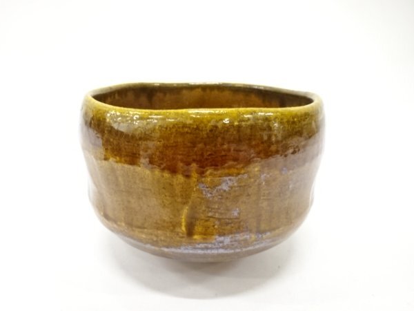 ys7550553; 楽焼 吉村楽入造 飴釉 茶碗【道】拍卖