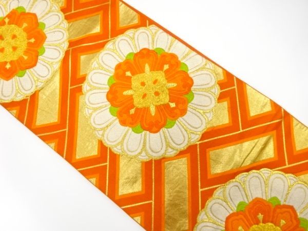 ys7564501; 桧垣に華文模様織り出し袋帯(材料)【アンティーク】【着】拍卖