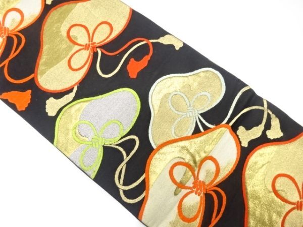 ys7564630; 笠松に組紐模様織り出し袋帯(材料)【アンティーク】【着】拍卖