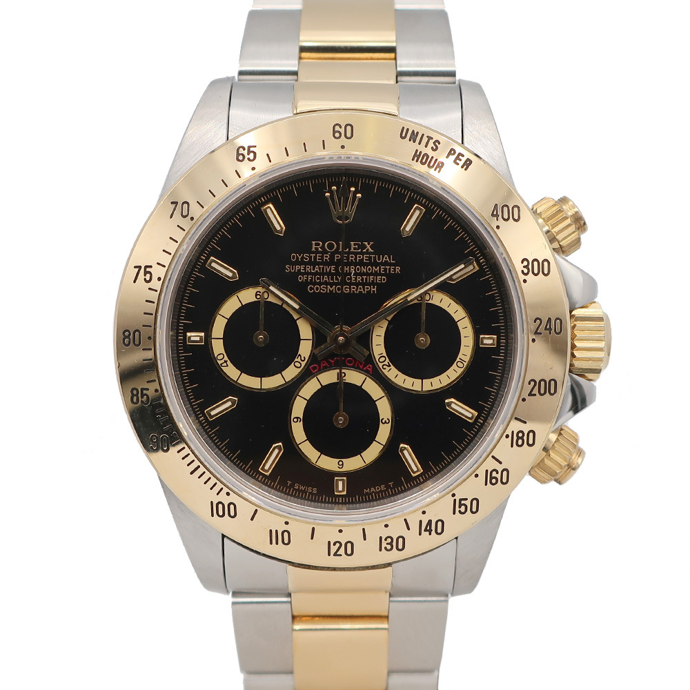 【天白】ROLEX ロレックス デイトナ 16523 逆6 コンビ K18YG SS ブラック クロノ 腕時計 自動巻き 箱 保証書 メンズ OH済 仕上済拍卖