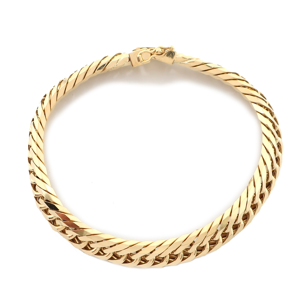 【天白】 喜平 キヘイ 約50.8g ブレスレット 8面 トリプル 20cm K18YG 750 イエローゴールド 造幣局刻印 ホールマーク チェーン拍卖