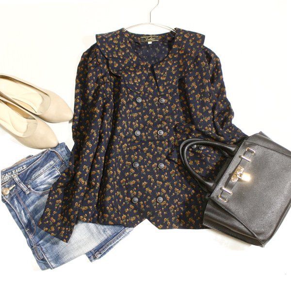 美品 Leilian レリアン 大きいサイズ 13+ 花柄 スーツ生地 ジャケット XL 春 秋 25C09拍卖