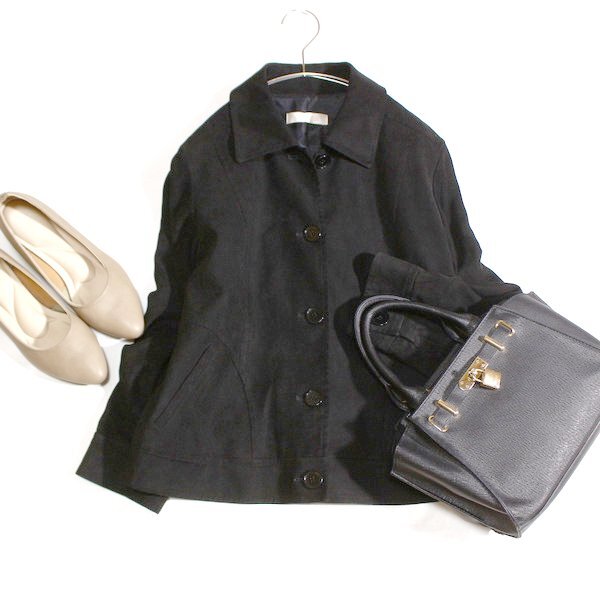 美品 (株)ワールド CORDIER コルディア 大人可愛い フェイクスウェード ジャケット 42号 XL 秋 冬 25A10拍卖