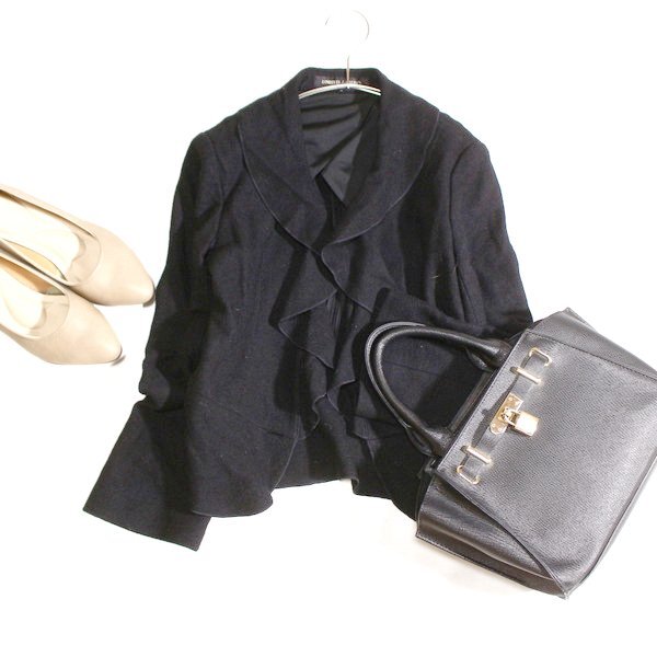 美品 UNITED ARROWS ユナイテッドアローズ ウール100% ノーボタン ストレッチ ジャケット 36 秋 冬 25A10拍卖