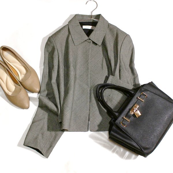 美品 (株)ワールド CORDIER コルディア ウール100% ライトツイード ジャケット 40号 L 秋 冬 25B10拍卖