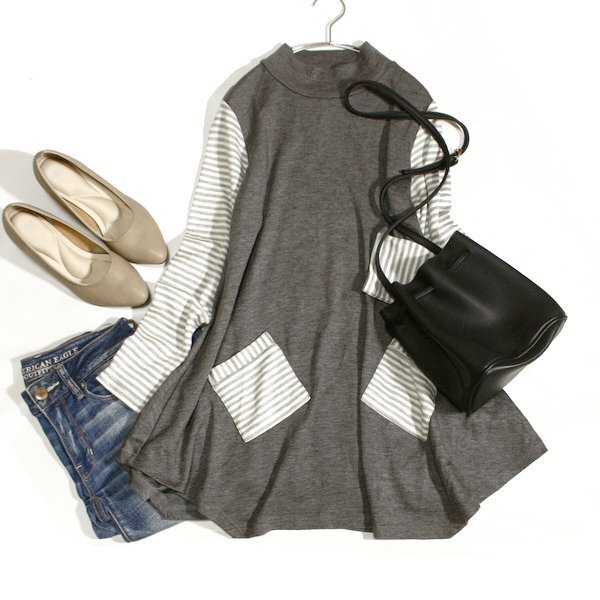 美品 suTfeso スチェッソ 可愛い ポケット付き ウール混紡 Aライン ストレッチ チュニック 42号 XL 秋 合服 25C09拍卖