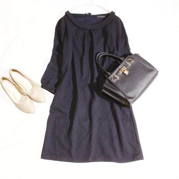 美品 ユナイテッドアローズ GREEN LABEL RELAXING ウール混紡 ジャージーストレッチ ワンピース F 秋 冬 25A10拍卖