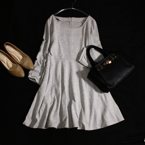 美品 ユナイテッドアローズ GREEN LABEL RELAXING 大人可愛い 大人可愛い 立体ジャージー ストレッチ ワンピース F 春 秋 合服 25C10拍卖