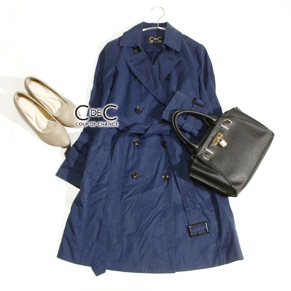 美品 COUP DE CHANCE クードシャンス 2Way起毛ライナー付き トレンチコート 36号 S 春 秋 25C09拍卖