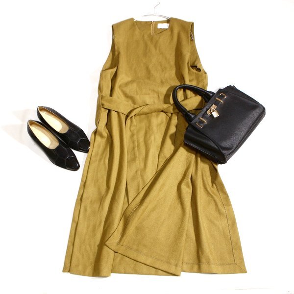 美品 アーバンリサーチ KBF ケービーエフ 厚手スーツ生地 大きなスリット入り チュニックワンピース ONE 春 秋 25C10拍卖