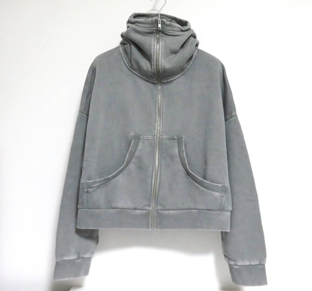 定価2.8万 新品 entire studios FULL ZIP HOODIE RHINO S エンタイアスタジオ ショート フルジップ フーディー 短丈 グレー パーカー 拍卖