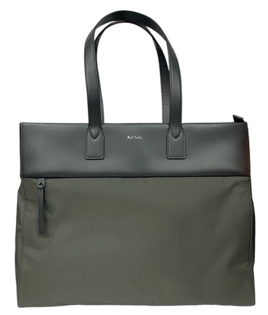 未使用 ポールスミス トートバッグ ビジネスバッグ メンズ レディース グレー レザー ブラック Paul Smith 【中古】拍卖