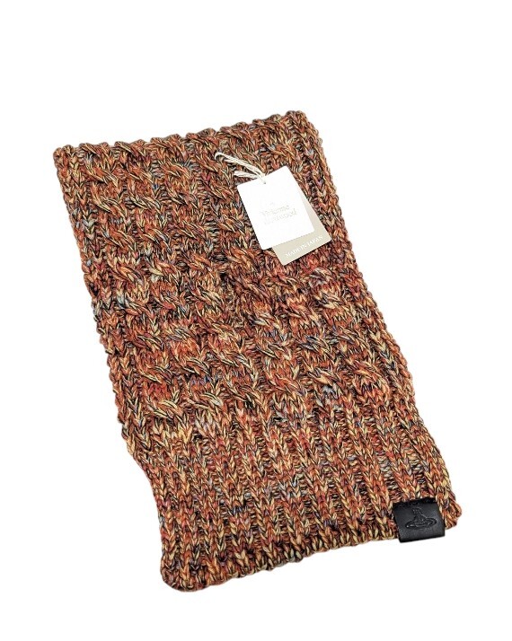 未使用 ヴィヴィアンウエストウッド マフラー ウール ニット編み ブラウン Vivienne Westwood 【中古】拍卖