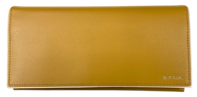 未使用 ポールスミス 長財布 レザー ロゴ イエロー 財布 牛革 メンズ レディース Paul Smith 二つ折り 【中古】拍卖