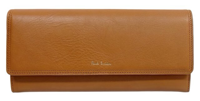 未使用 ポールスミス 長財布 レザー ロゴ キャメル ブラウン 財布 牛革 メンズ レディース Paul Smith 【中古】拍卖