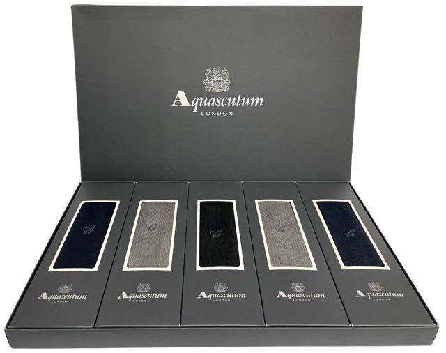 アクアスキュータム Aquascutum 靴下 5足セット 未使用品 25-26cm メンズ ソックス ビジネスソックス 【中古】拍卖