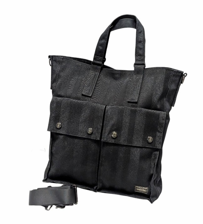 ポータータンゴブラック 2WAYトートバッグ ブラック 黒 A4 丹後ちりめん 日本製 吉田かばん PORTER 【中古】拍卖