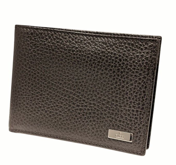 未使用 グッチ 2つ折り 財布 217041 型押しレザー ダークブラウン 札入れ アウトレット品 メンズ GUCCI 【中古】拍卖