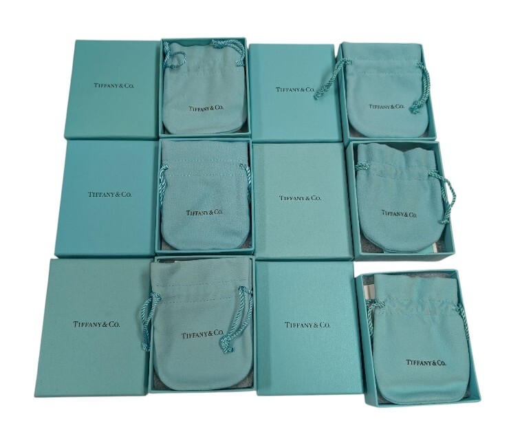 ティファニー 箱 保存袋 中綿付き 化粧箱 巾着 空箱 ボックス BOX セット 6個 アクセサリー用 TIFFANY 【中古】拍卖