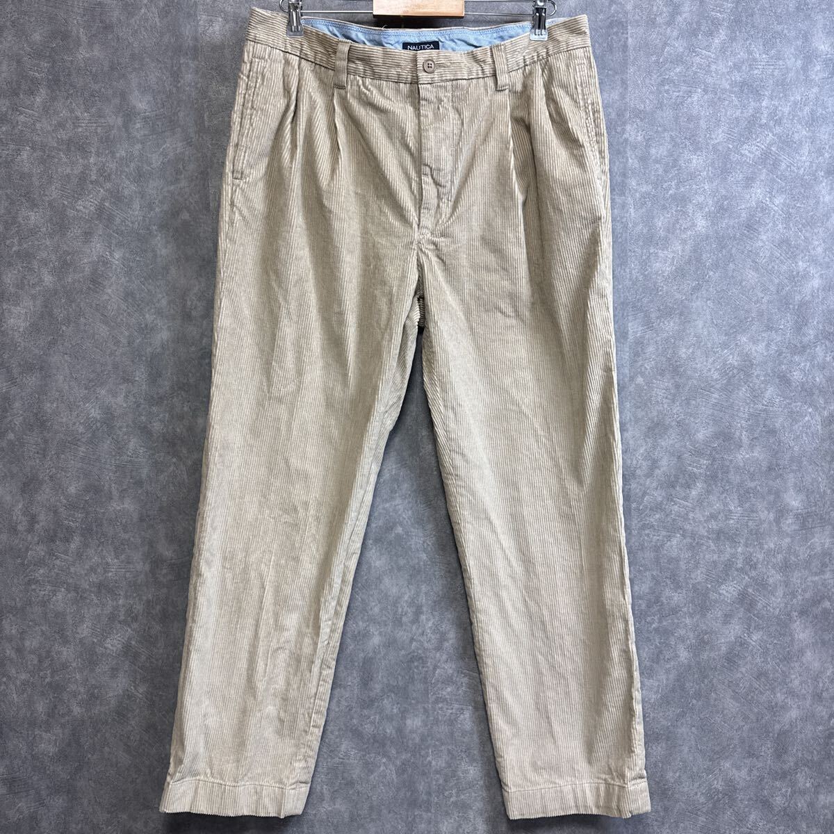 NAUTICA 太畝コーデュロイパンツ 36×32 クラシックフィット 古着ベージュ ベージュ 古着 2タックチノパン 拍卖