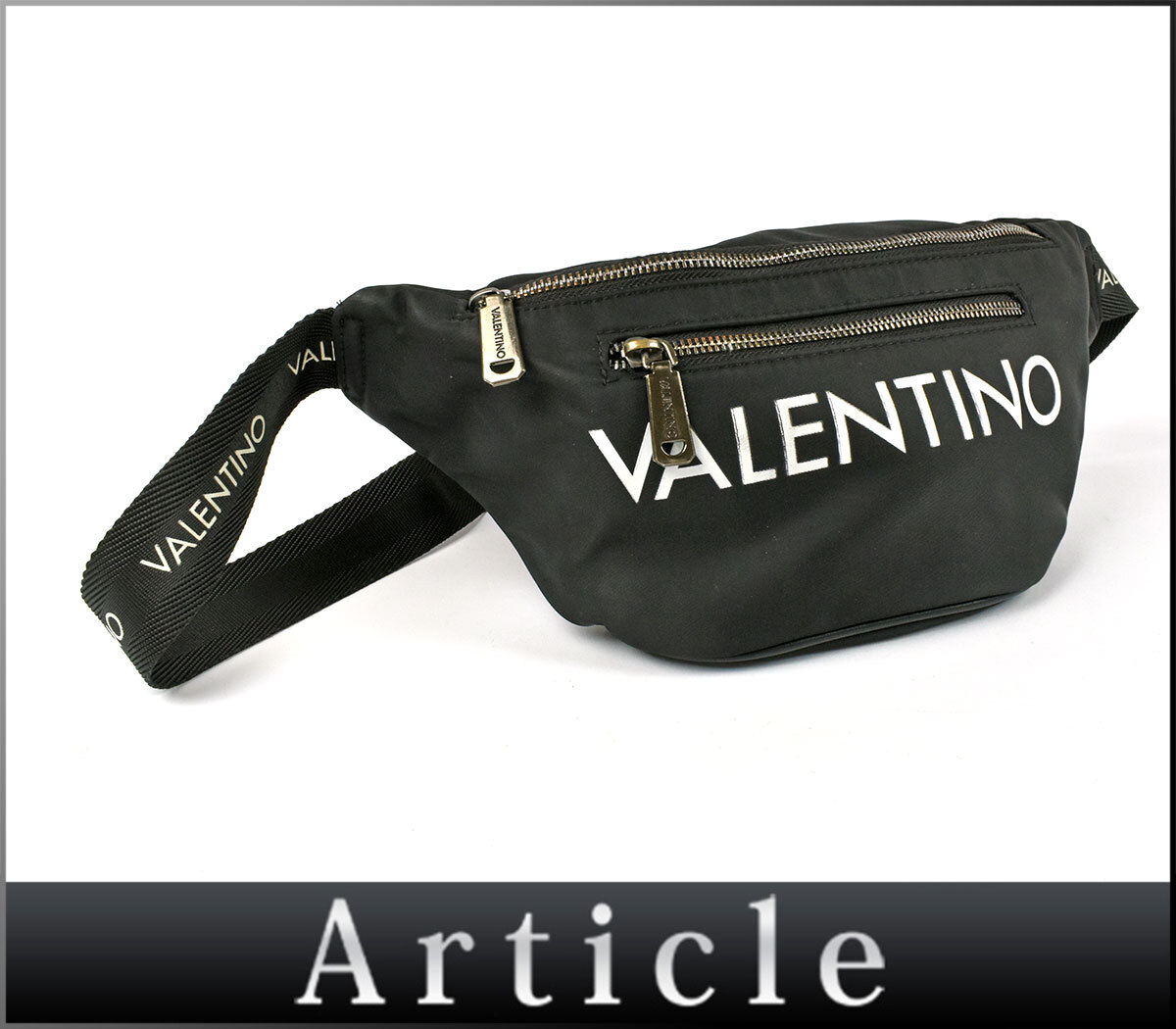 237412□ MARIO VALENTINO マリオ ヴァレンティノ ボディバッグ ショルダーバッグ バッグ ナイロン レザー ブラック メンズ レディース/ B拍卖