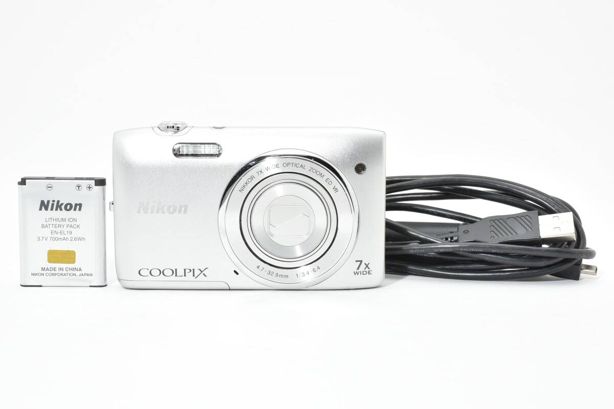 【美品 完動品】 NIKON ニコン COOLPIX S3500 シルバー デジタルカメラ コンデジ #25301拍卖