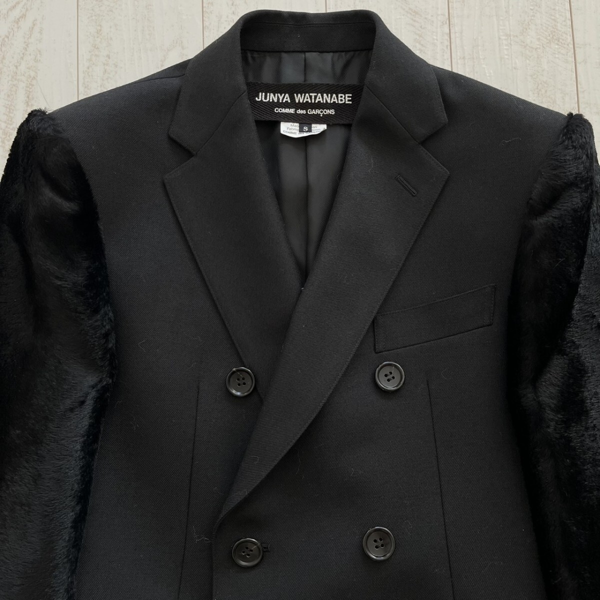 美品 JUNYA WATANABE COMME des GARCONS ジュンヤワタナベ コムデギャルソン ウールジャケット 2017年 ヴィンテージ ファー ダブル拍卖