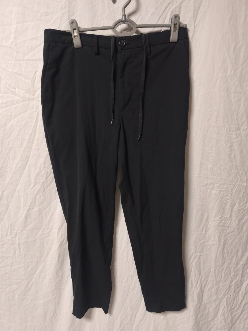 GU カーブタックパンツ ウエストゴム ドローコード 黒 メンズ L拍卖