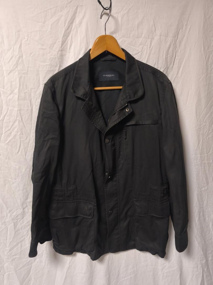 BURBERRY ミリタリージャケット ウェア ノバチェック裏地 黒 メンズ M拍卖