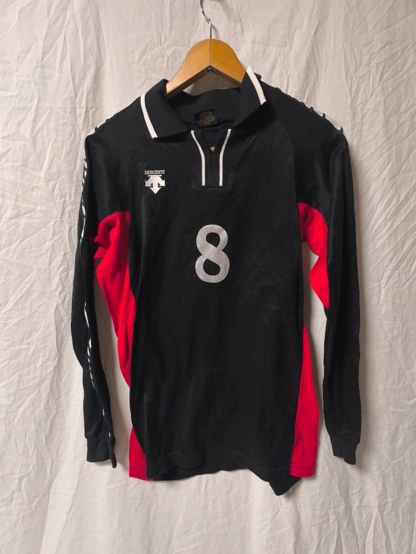 DESCENTE ラグビージャージ 長袖 #8 刺繍ロゴ 日本製 黒 メンズ M拍卖