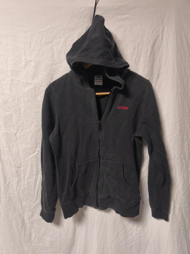 adidas ジップアップパーカー ワンポイントロゴ ブラックレディース XL拍卖