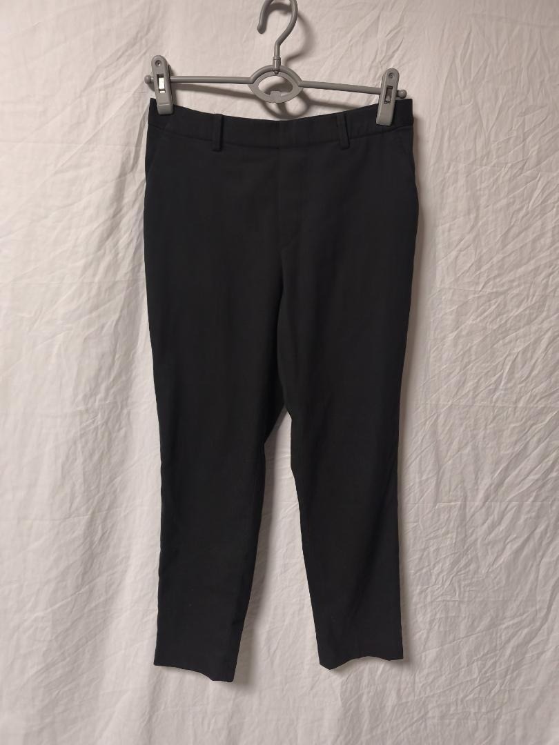ユニクロ EZYアンクルパンツ ウールライク 黒 レディース M拍卖