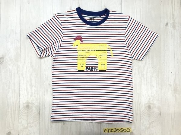 UT UNIQLO ユニクロ × EUROPE OMIYAGE メンズ ボーダー コラボ 半袖Tシャツ S 青赤白拍卖