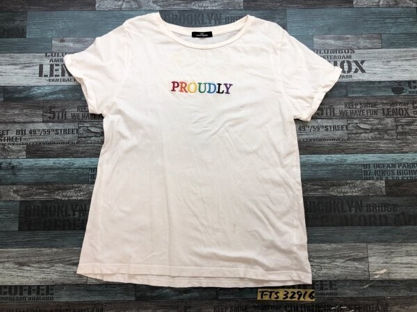 AVAIL AVANTGARDE メンズ 英字刺繍 袖ロールアップ 半袖Tシャツ L 白拍卖