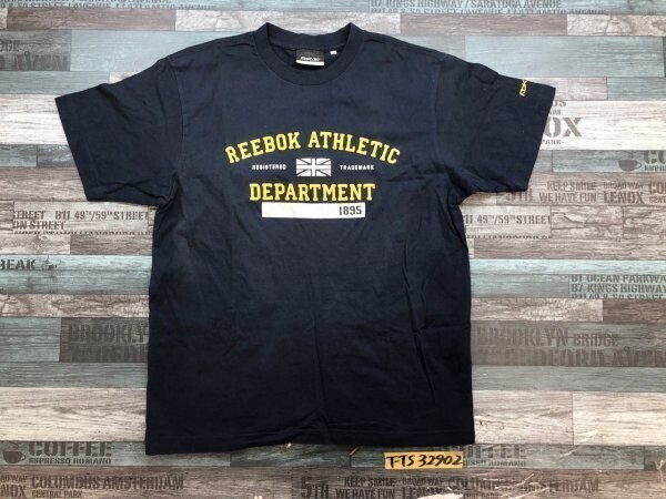 Rbk リーボック メンズ 英字プリント 半袖Tシャツ M 紺拍卖