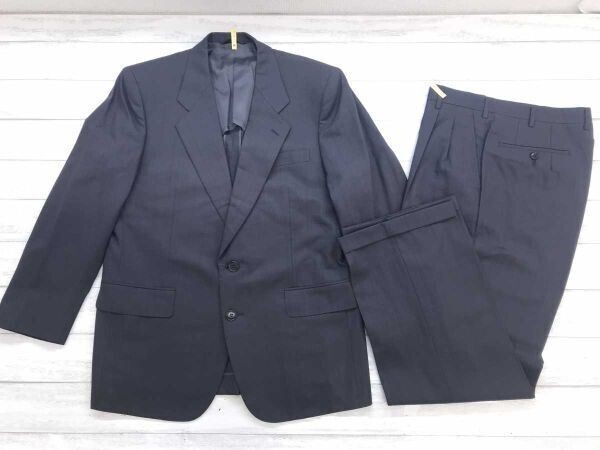 ALFIT MEN トラッド 古着 ピンストライプ シングル スーツ 上下セットアップ メンズ ウール100% 肩パット有り グレー拍卖