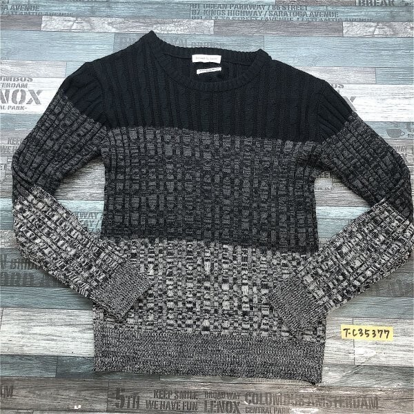Growth by Grail グロースバイグレイル メンズ 配色切替 アクリルケーブルニットセーター M 黒グレー拍卖